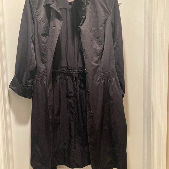 J Jill women’s coat trench s black rouched waist belted button & pockets - Picture 6 of 6